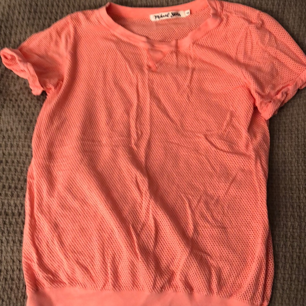 Michael Stars OS peach color s/ sleeve “hole” top